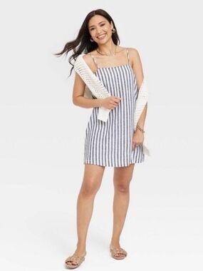 a new day Blue and White Striped Spaghetti Strap Dress